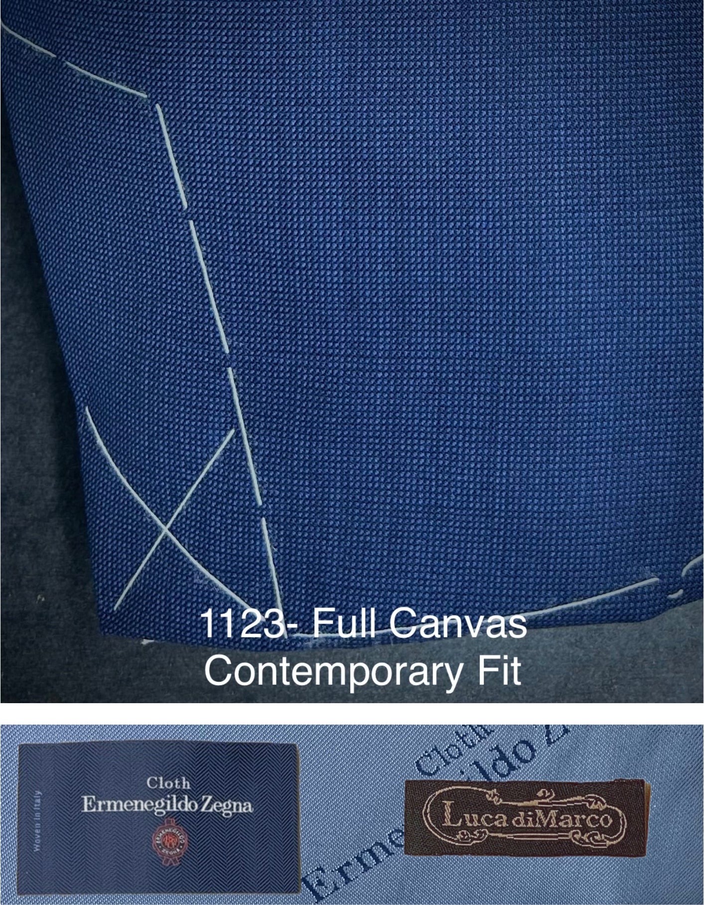 Navy Tic Weave | Cloth by Ermenegildo Zegna | 180's Wool | Contemporary Fit | 1123