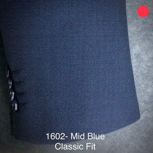 Mid Blue Solid | Classic Fit | All Wool | 1602