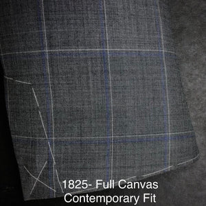 Mid Grey Windowpane | Full Canvas | Luca DiMarco | All Wool | 1825