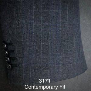 Charcoal Plaid w/ Blue | Byron Collection | All Wool | 3171