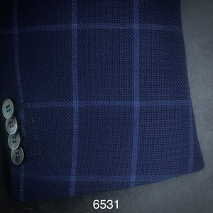 Navy Box  Plaid | Contemporary Fit | All Wool | 6531