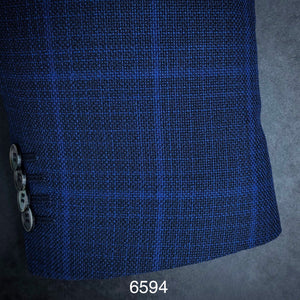 Blue Textured Plaid | Contemporary Fit | All Wool | 6594
