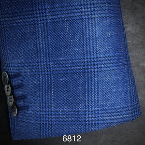 Blue Plaid | Contemporary Fit | Wool/ Silk/ Linen | 6812