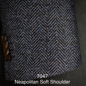Brown and Blue Herringbone | Soft Jacket Kensington | All Wool | 7047