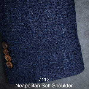 Blue Boucle Solid | Soft Jacket Kensington | Wool/Silk/Linen | 7112