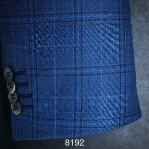 Blue Plaid w/ Navy Accent | Contemporary | All Wool | 8192