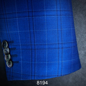 Cobalt Blue Plaid | Contemporary Fit | All Wool | 8194