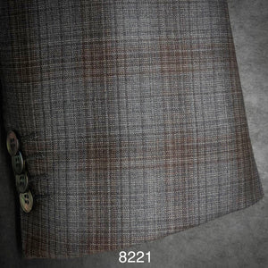Grey and Brown Plaid | Contemporary Fit | All Wool | 8221
