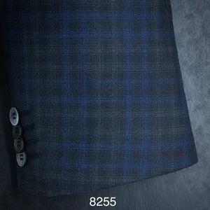 Blue and Charcoal Plaid | Contemporary Fit | All Wool | 8255