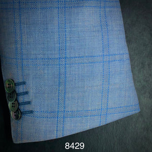 Light Blue w/ Sky Blue Windowpane | Men's Sport Coat | Contemporary Fit | All Wool