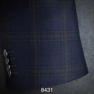 Navy and Olive Plaid | Contemporary Fit | All Wool | 8431