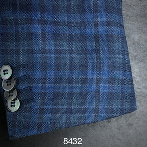 Blue Check w/ Green Accent | Contemporary | All Wool | 8432