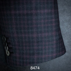 Charcoal w/ Berry Check | Contemporary Fit | All Wool | 8474