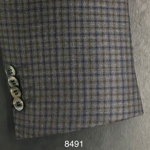 Grey Check w/ Blue Accent | Contemporary Fit | All Wool | 8491