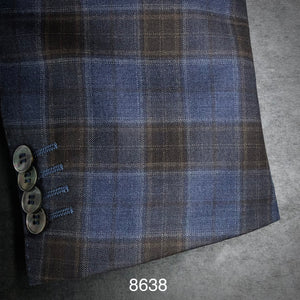Navy Plaid w/ Camel | Contemporary Fit | All Wool | 8638