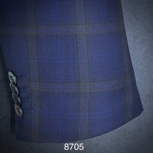 Navy Plaid w/ Olive Accent | Contemporary Fit | All Wool | 8705