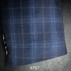 Blue Texture Plaid w/ Tan Accent | Contemporary Fit | All Wool | 8757