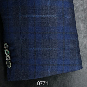 Charcoal Navy Plaid | Contemporary Fit | All Wool | 8771