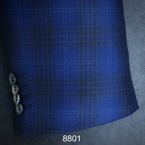 Royal Blue and Black Plaid | Contemporary Fit | All Wool | 8801