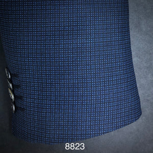 Blue & Black Solid Weave | Contemporary Fit | All Wool | 8823