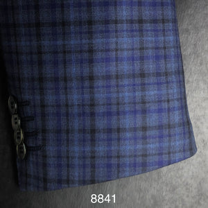 Mid Blue Plaid | Contemporary Fit | All Wool | 8841