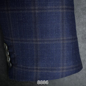 Navy w/ Tan Windowpane | Contemporary Fit | All Wool | 8886