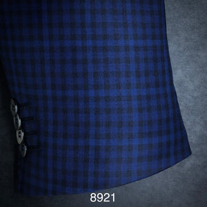 Navy Check w/ Cobalt | Contemporary Fit | All Wool | 8921