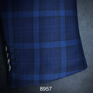 Navy Plaid w/ Cobalt | Contemporary Fit | All Wool | 8957