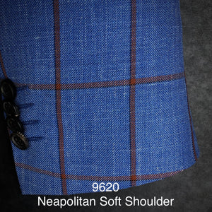 Blue w/ Berry Box Plaid | Soft Jacket Kensington | Linen/ Wool | 9620
