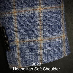Mid Blue Plaid | Soft Jacket Kensington  | Silk/ Wool | 9628