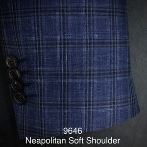 Navy Plaid | Soft Jacket Kensington | Silk/ Linen/ Wool | 9646