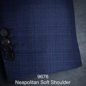 Dark Blue Textured Weave | Soft Jacket Kensington | All Wool | 9676