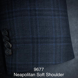 Charcoal Plaid w/ Blue | Soft Jacket Kensington | All Wool | 9677
