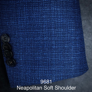 Mid Blue Textured Weave | Soft Jacket Kensington | All Wool | 9681