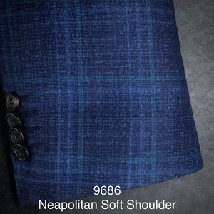 Blue Plaid Flannel w/ Green | Soft Jacket Kensington | All Wool | 9686
