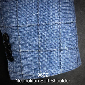 Powder Blue Plaid | Soft Jacket Kensington | Silk/ Linen/ Wool | 9692