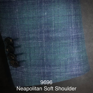 Green and Blue Plaid | Soft Jacket Kensington | Silk/ Linen/ Wool   | 9696