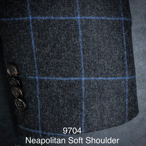 Charcoal Flannel w/Blue Box | Soft Jacket Kensington | All Wool