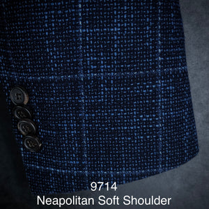 Navy Textured Plaid | Soft Jacket Kensington | All Wool | 9714