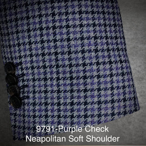 Purple and Navy Check | Soft Jacket Kensington | Linen/Wool | 9791