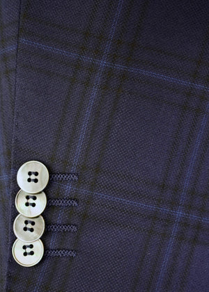 Blue and Black and Navy Plaid | Contemporary Fit | All Wool | 8443