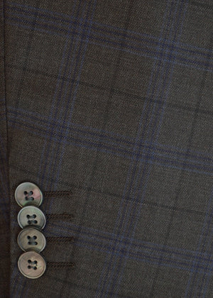 Olive Plaid w/ Blue Accent | Contemporary | All Wool | 7404