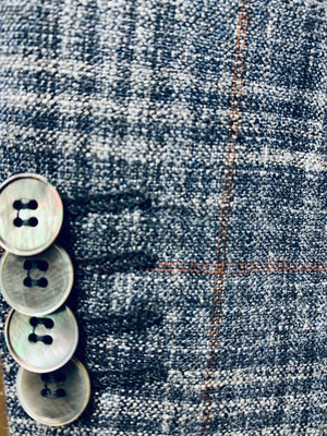 Navy Plaid | Linen/ Silk/ Bamboo | 6181