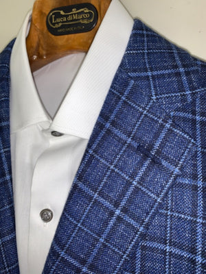 Blue Plaid | Soft Jacket Kensington | Silk/ Linen/ Wool | 9694