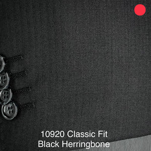 Black Herringbone | Classic Fit | All Wool | 10920