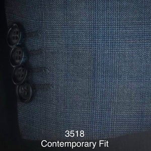 Mid Grey Plaid w/ Blue Accent | Men's Suit | Contemporary Fit