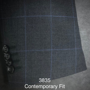 Charcoal w/ Blue Box Plaid | Men's Suit | Contemporary Fit