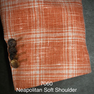 Orange Linen Plaid | Soft Jacket Kensington | Linen/Wool