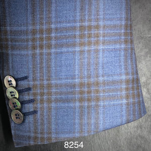French Blue Plaid w/ Tan | Contemporary Fit | All Wool | 8254