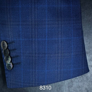 Vivid Blue Plaid w/ Cobalt Accent | Contemporary Fit | All Wool | 8310